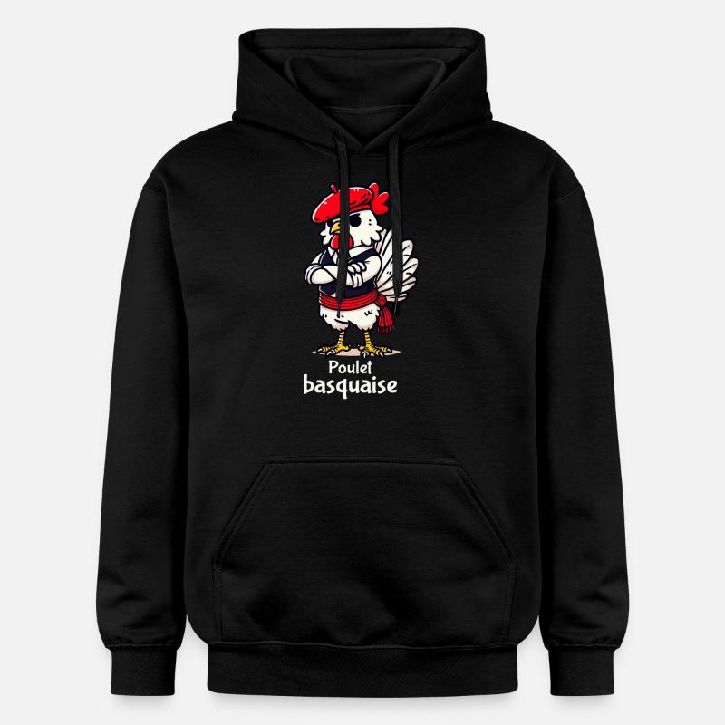 Poulet Basquaise - Texte clair - Sweat à capuche Softstyle® Gildan Unisexe - noir