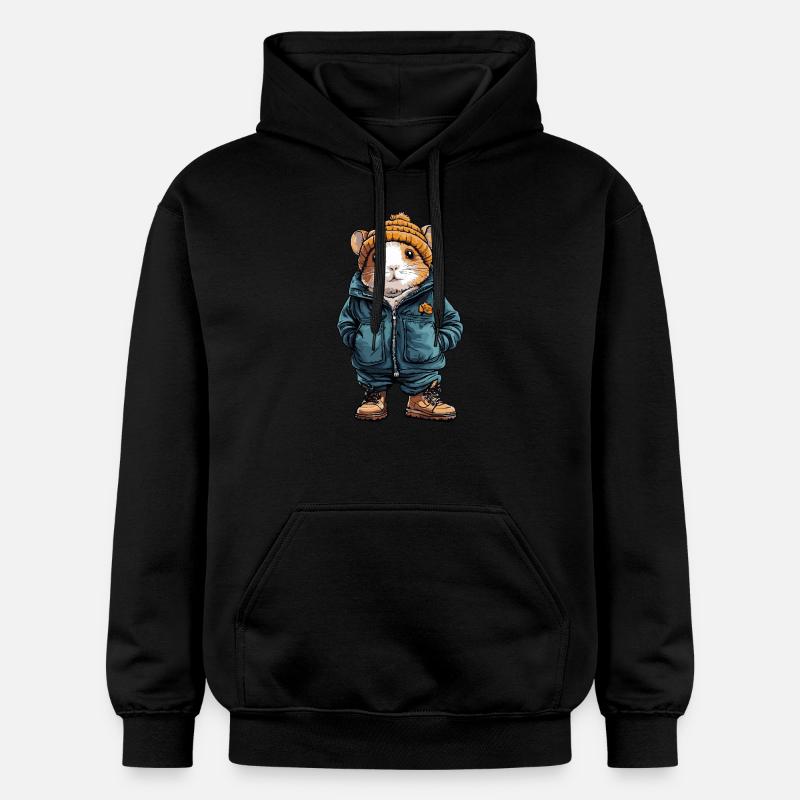 Hamster Drôle d’hiver - Sweat à capuche Softstyle® Gildan Unisexe - noir