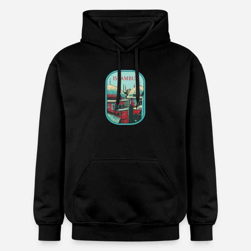 Majesté d'Istanbul: Mosquée sublime - Sweat à capuche Softstyle® Gildan Unisexe - noir