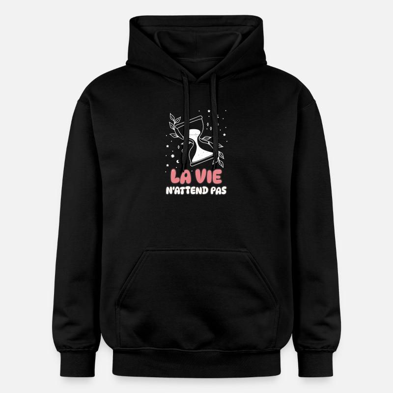 Das Leben wartet nicht - Gildan Unisex Softstyle® Midweight Hoodie - Schwarz