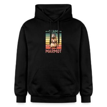 Marmot - Gildan Unisex Softstyle® Midweight Hoodie - black - Front - Marisol (170cm) & Nik (191cm)