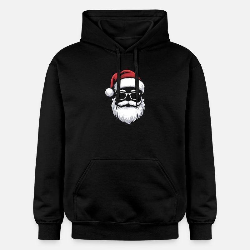 Weihnachtsmann mit Schnurrbart Brille - Gildan Unisex Softstyle® Midweight Hoodie - Schwarz