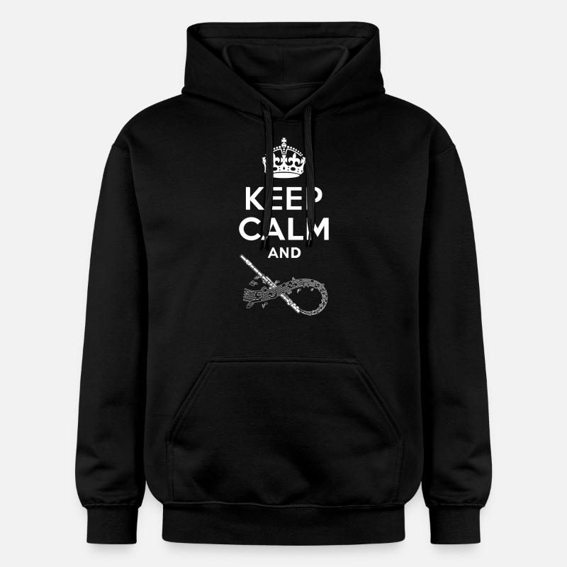 Keep Calm - Querflöte - Sweat à capuche Softstyle® Gildan Unisexe - noir