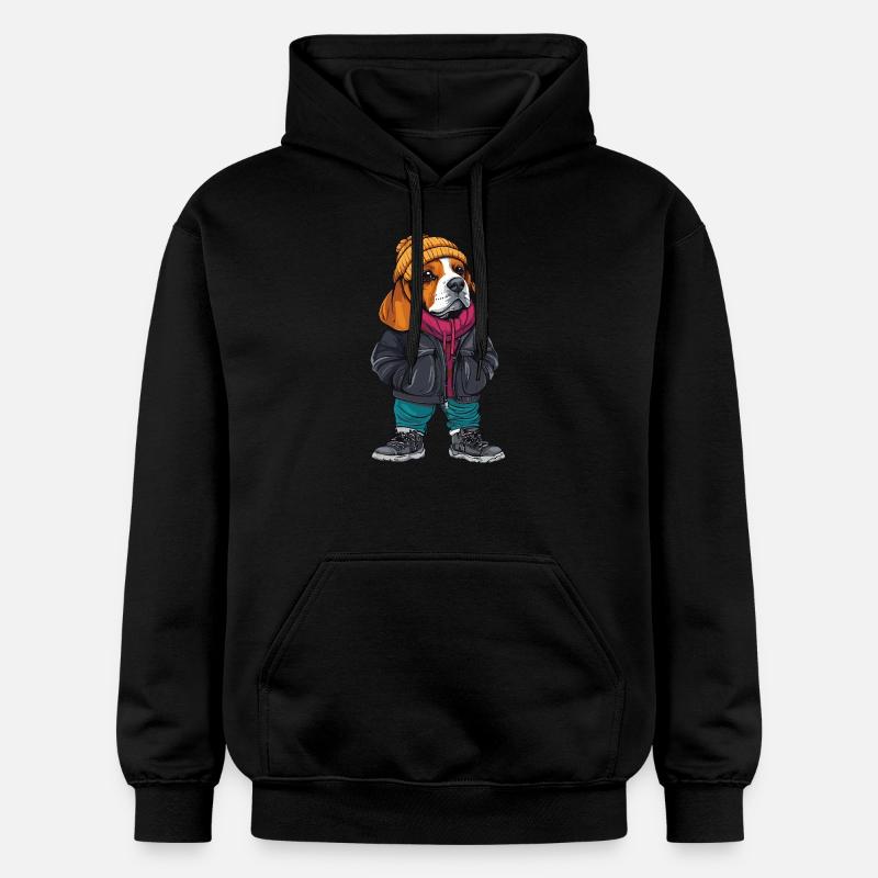 Beagle chien drôle d’hiver - Sweat à capuche Softstyle® Gildan Unisexe - noir