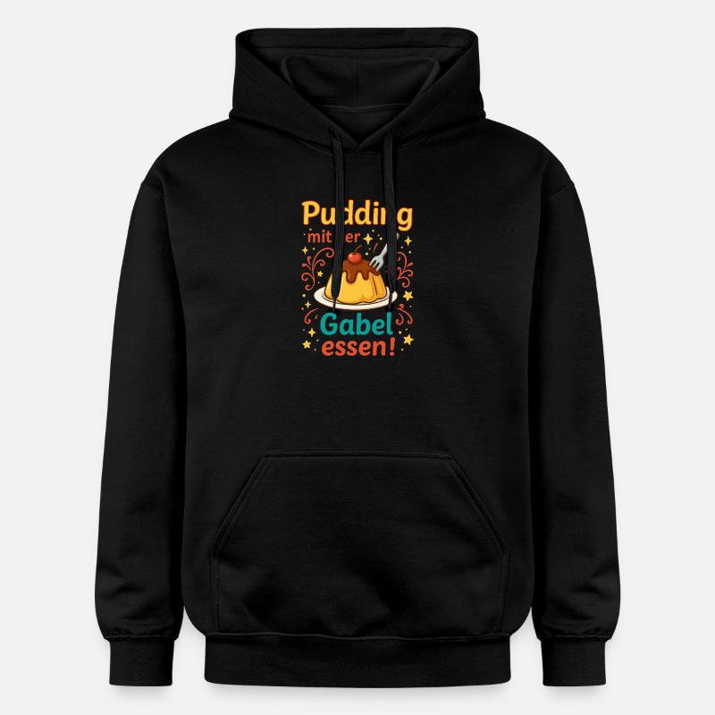 Pudding mit der Gabel Essen  - Gildan Unisex Softstyle® Midweight Hoodie - Schwarz