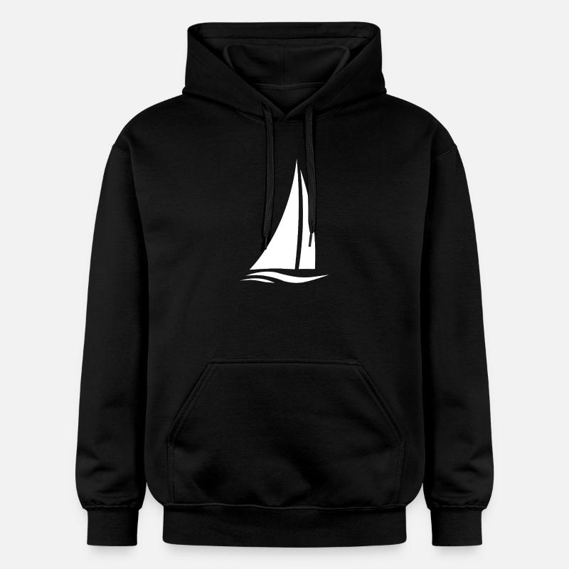 Voilier blanc sur les vagues - Sweat à capuche Softstyle® Gildan Unisexe - noir