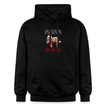 Ugly Christmas Faultier - Gildan Unisex Softstyle® Midweight Hoodie - Schwarz - Vorne - Marisol (170cm) & Nik (191cm)