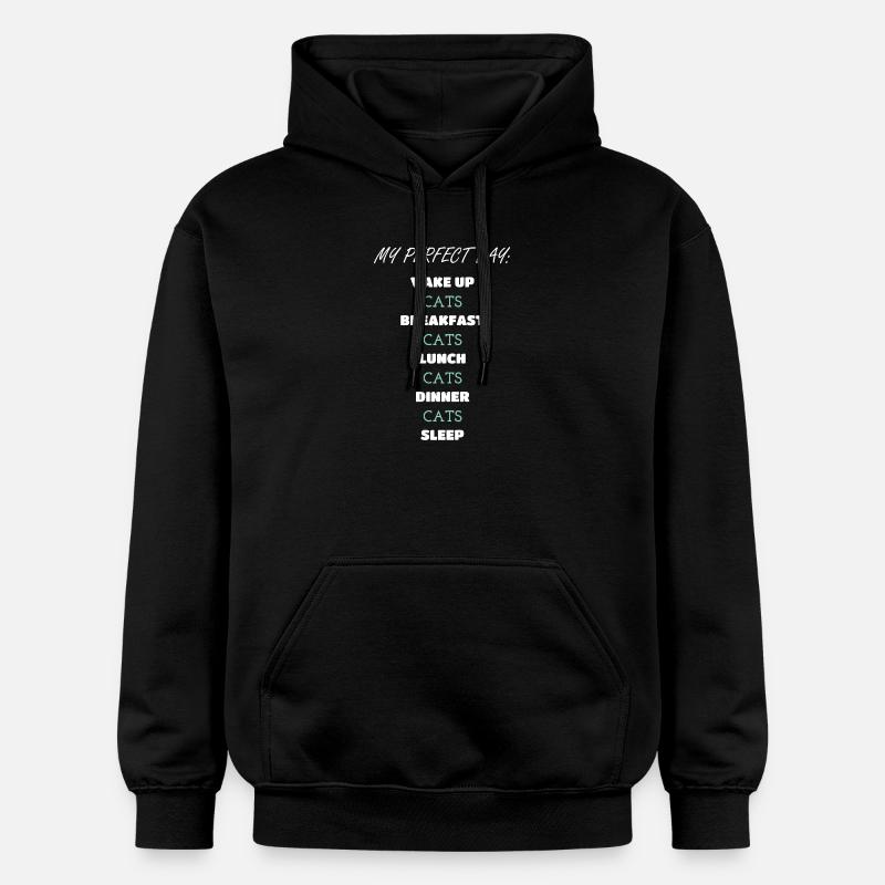 Skurrile Katze Tägliche Routine Design - Gildan Unisex Softstyle® Midweight Hoodie - Schwarz