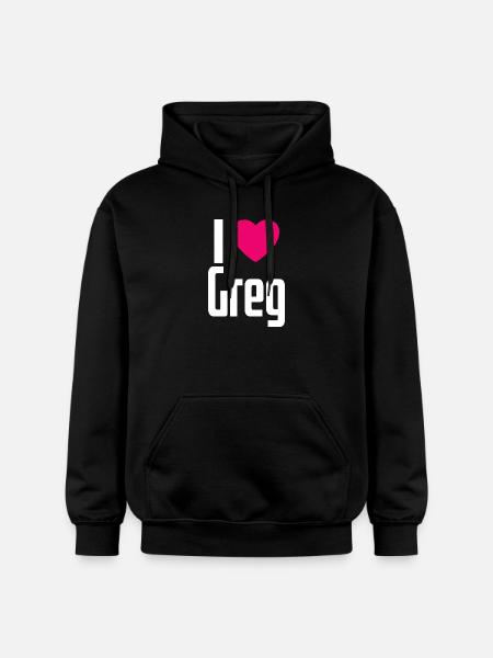 J’aime Greg Coeur rose J’aime Greg - Sweat à capuche Softstyle® Gildan Unisexe - noir
