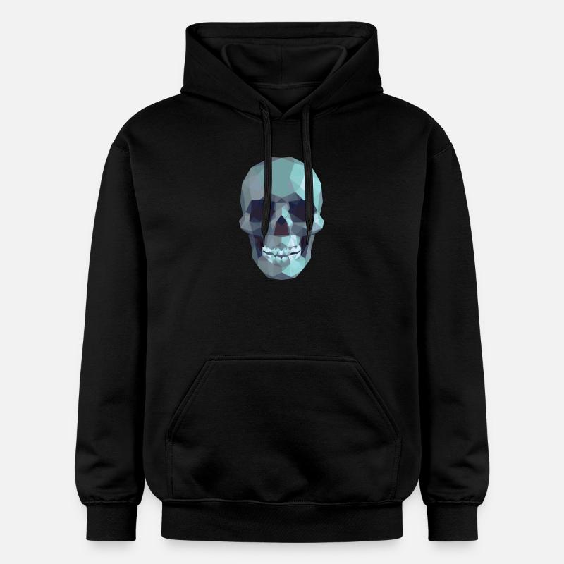 Low Poly Blue Skull – Geometrisch-Gotik-Stil - Gildan Unisex Softstyle® Midweight Hoodie - Schwarz