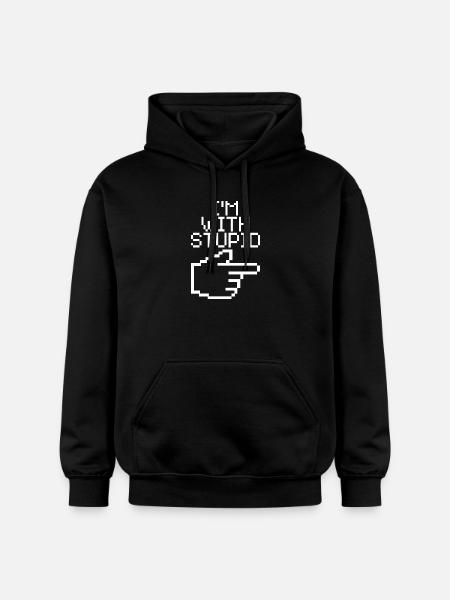 Jeg er sammen med Stupid – Lustiger IT Spruch - Gildan Softstyle® Midweight unisex-hoodie - sort