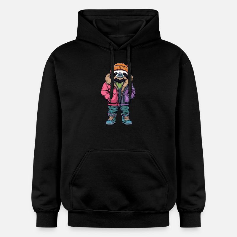 paresseux drôle d’hiver - Sweat à capuche Softstyle® Gildan Unisexe - noir