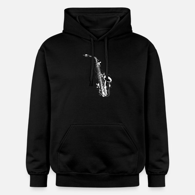 graffiti saxophone blanc - Sweat à capuche Softstyle® Gildan Unisexe - noir