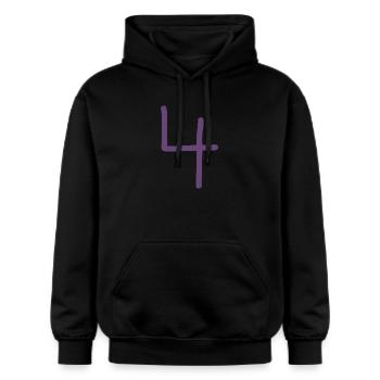 4 Numéro quatre numéro violet anniversaire - Sweat à capuche Softstyle® Gildan Unisexe - noir - Devant - Marisol (170cm) & Nik (191cm)
