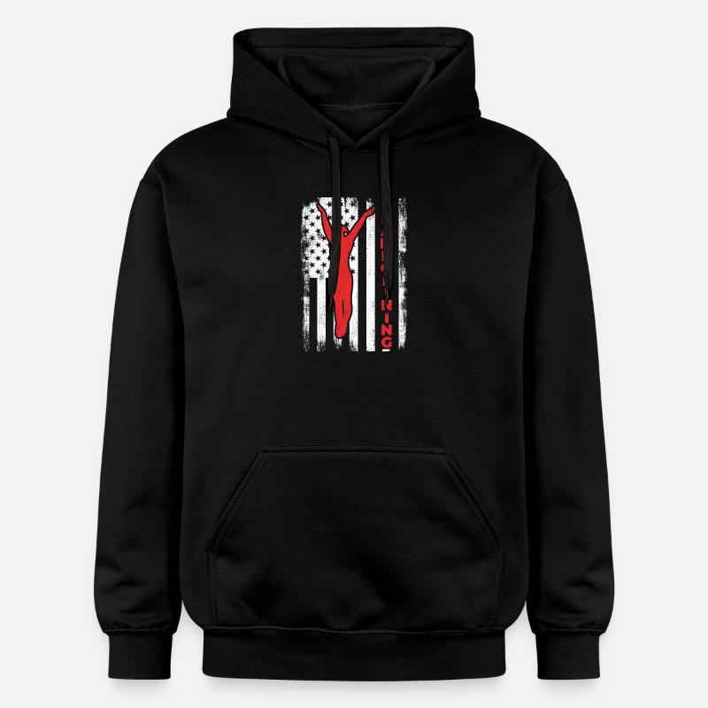 Drapeau des États-Unis Trampoline patriotique - Sweat à capuche Softstyle® Gildan Unisexe - noir