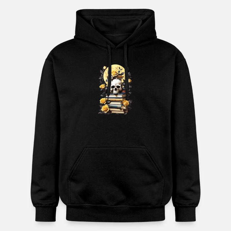 Bücherstapel mit Schädel - Gildan Unisex Softstyle® Midweight Hoodie - Schwarz