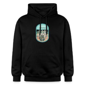 Kloster und Nationalpalast von Mafra, Luftaufnahme - Gildan Unisex Softstyle® Midweight Hoodie - Schwarz - Vorne - Marisol (170cm) & Nik (191cm)