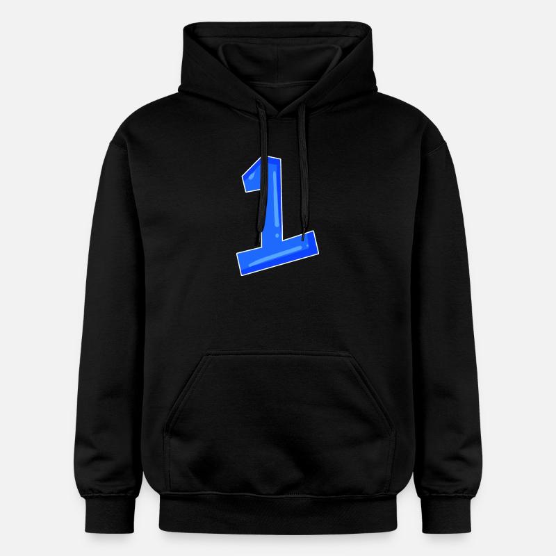 Numéro 1 bleu - Sweat à capuche Softstyle® Gildan Unisexe - noir