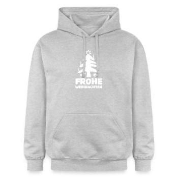 Merry Christmas Christmas Tree Cartoon Symbol Logo - Gildan Unisex Softstyle® Midweight Hoodie - light heather grey - Front - Liana (172cm) & Jaron (178cm)