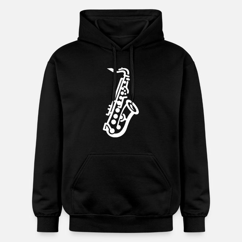 Dessin de saxophone - Sweat à capuche Softstyle® Gildan Unisexe - noir