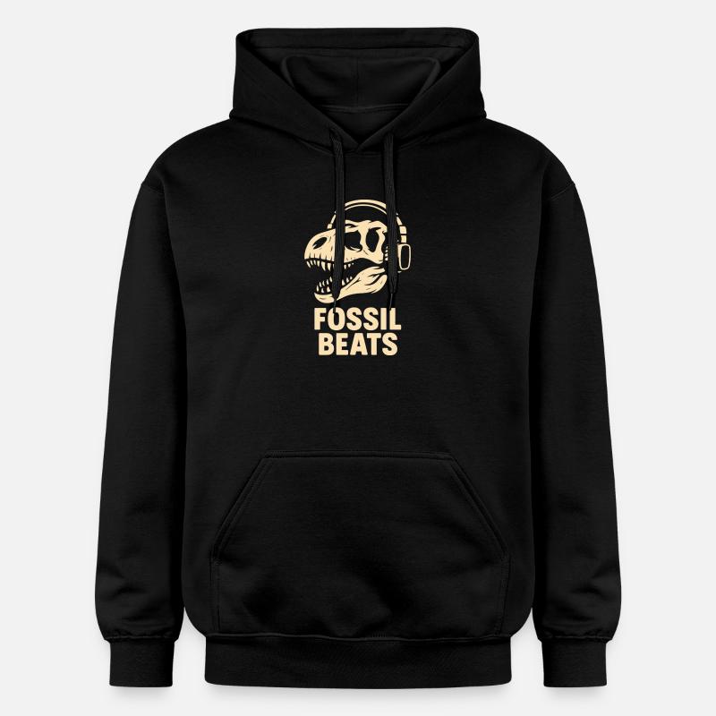 Fossil Beats Dinosaur mit Kopfhörer - Gildan Unisex Softstyle® Midweight Hoodie - Schwarz