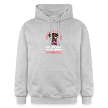 Anstaltsleitung Chef Leitung - Gildan Unisex Softstyle® Midweight Hoodie - Hellgrau meliert - Vorne - Liana (172cm) & Jaron (178cm)