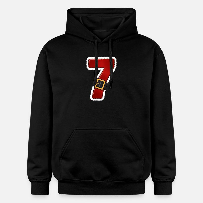 Roter Sieben mit Gürtel - Gildan Unisex Softstyle® Midweight Hoodie - Schwarz