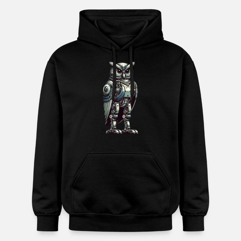 Eule Roboter, Roboter-Eule - Gildan Unisex Softstyle® Midweight Hoodie - Schwarz