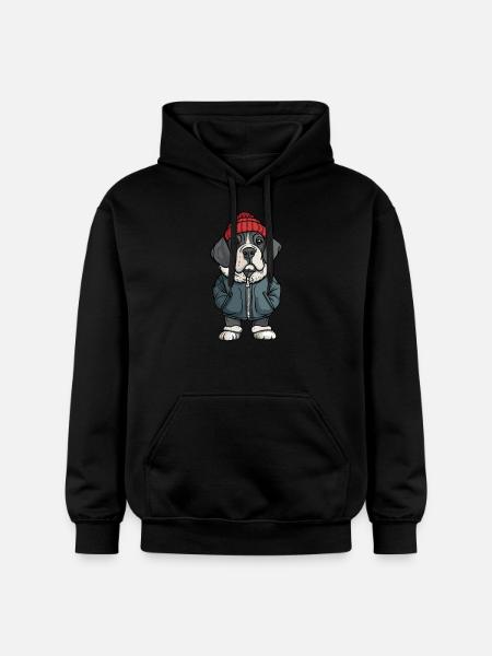 Great Dane Hund Winter - Gildan Unisex Softstyle® Midweight Hoodie - Schwarz