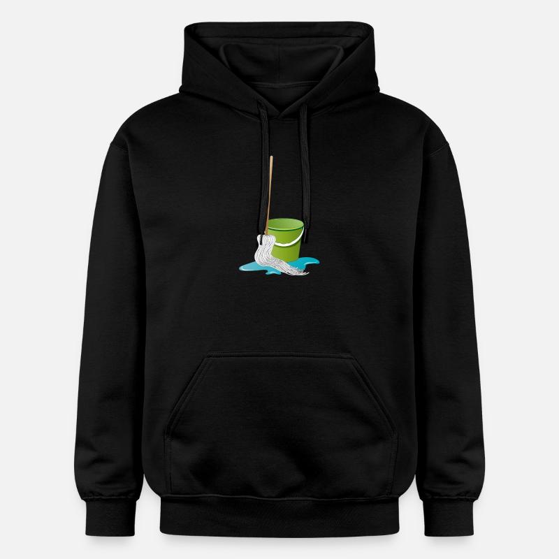 Wischmopp mit Putzeimer Zeit zu Putzen - Gildan Unisex Softstyle® Midweight Hoodie - Schwarz