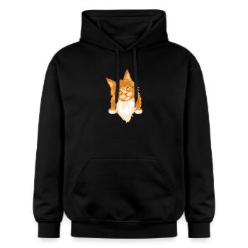 Schüchterne süße rothaarige Katze - Gildan Unisex Softstyle® Midweight Hoodie - Schwarz - Vorne - Marisol (170cm) & Nik (191cm)