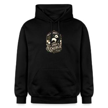 Ich spar nur Energie Panda Design - Gildan Unisex Softstyle® Midweight Hoodie - Schwarz - Vorne - Marisol (170cm) & Nik (191cm)