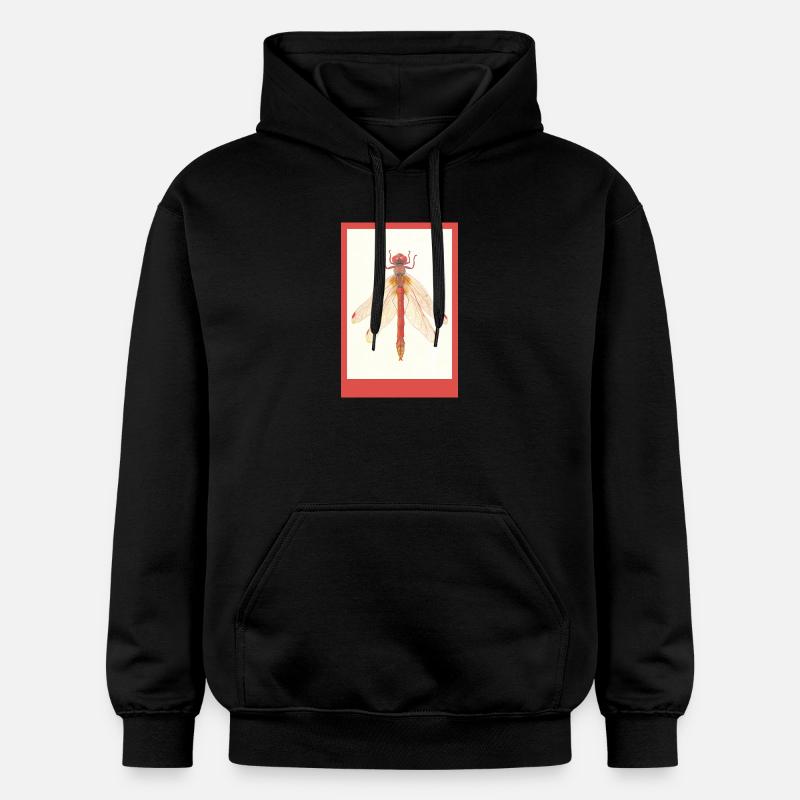 Illustration de la Libellule Rouge - Sweat à capuche Softstyle® Gildan Unisexe - noir