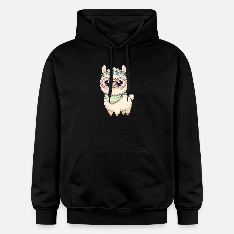 Lama pastel avec couronne florale - Sweat à capuche Softstyle® Gildan Unisexe - noir