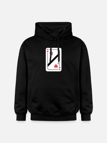 Queen of Hearts playing card Poker card - Gildan Unisex Softstyle® Midweight Hoodie - black