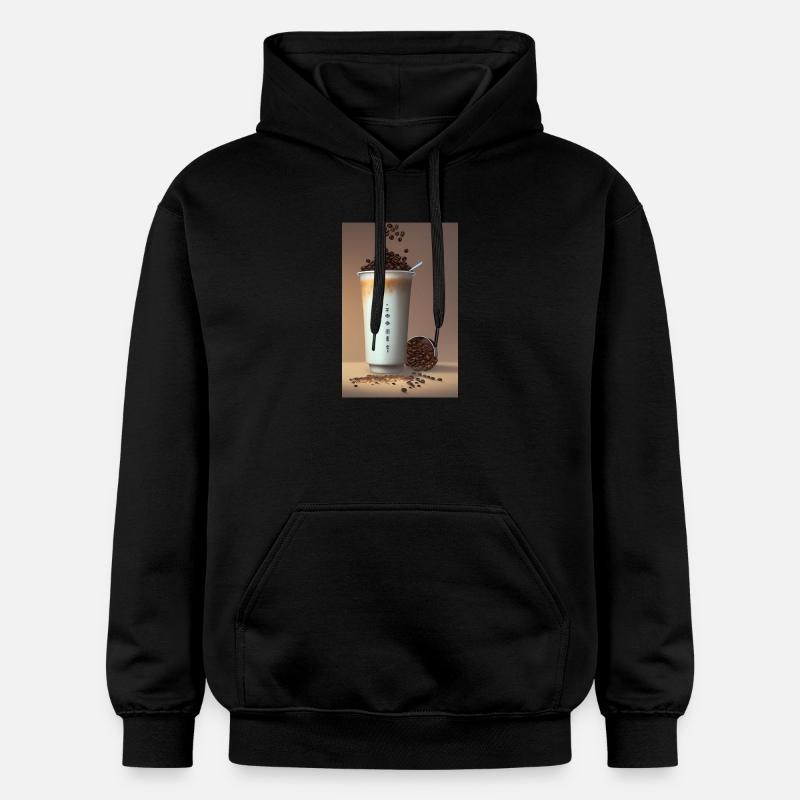 Café, grains de café - Sweat à capuche Softstyle® Gildan Unisexe - noir