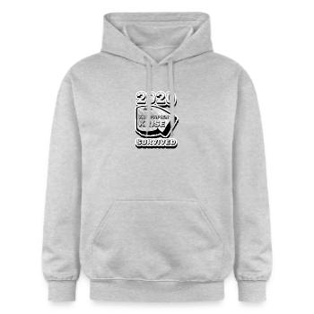 2020 Klopapier Krise Überlebt - Gildan Unisex Softstyle® Midweight Hoodie - Hellgrau meliert - Vorne - Liana (172cm) & Jaron (178cm)