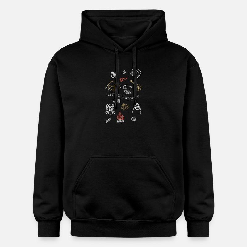 Camping Adventure Outline Design - Sweat à capuche Softstyle® Gildan Unisexe - noir