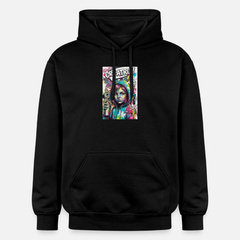 Farbexplosion Graffiti Heldin - Gildan Unisex Softstyle® Midweight Hoodie - Schwarz