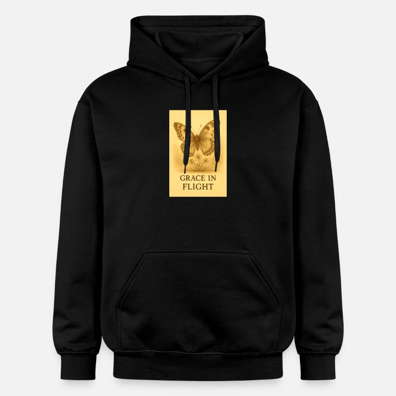 Grâce en Vol Papillon Fleur - Sweat à capuche Softstyle® Gildan Unisexe - noir