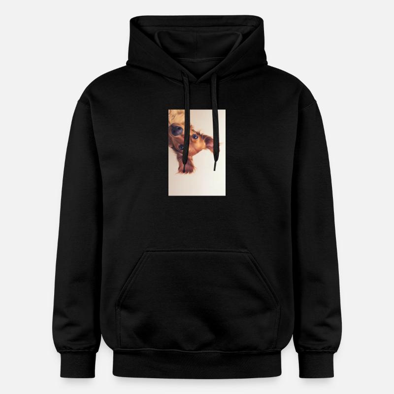 Portrait curieux du chiot - Sweat à capuche Softstyle® Gildan Unisexe - noir