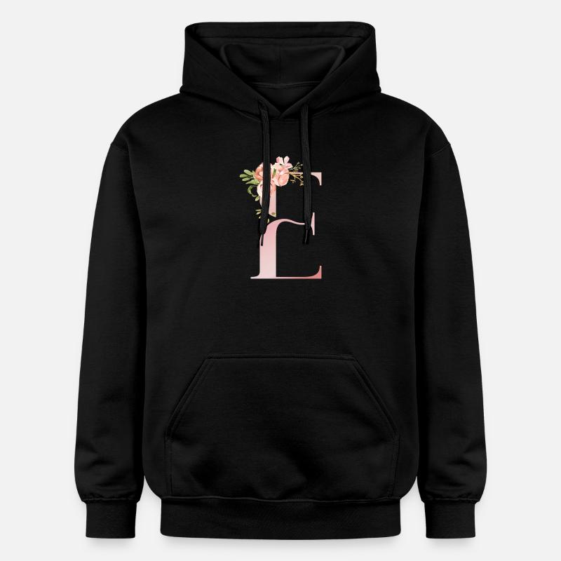 Monogramme floral pastel E - Sweat à capuche Softstyle® Gildan Unisexe - noir