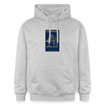 Cornwall England – Art-Déco Reiseposter - Gildan Unisex Softstyle® Midweight Hoodie - Hellgrau meliert - Vorne - Liana (172cm) & Jaron (178cm)