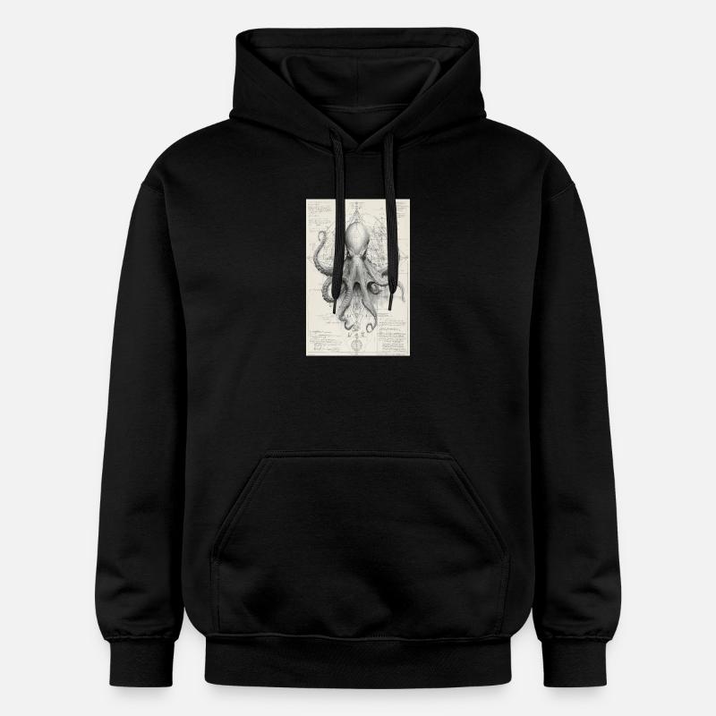 Plan géométrique de pieuvre - Sweat à capuche Softstyle® Gildan Unisexe - noir