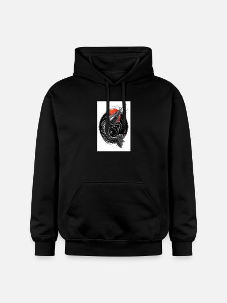 Crimson Ink Shrimp in Circle - Gildan Unisex Softstyle® Midweight Hoodie - black