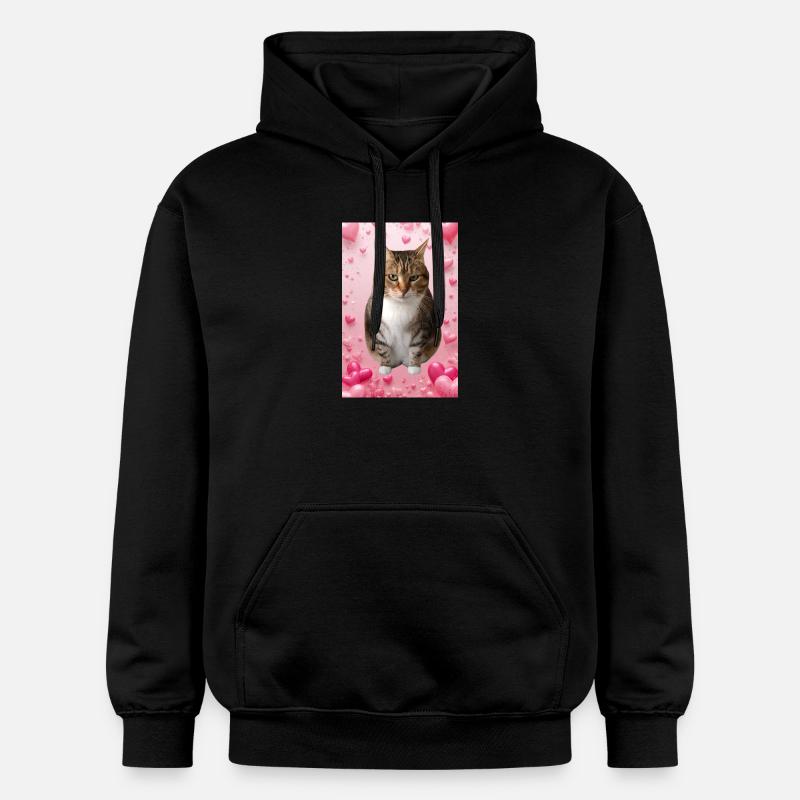 Missty chat avec des coeurs - Sweat à capuche Softstyle® Gildan Unisexe - noir