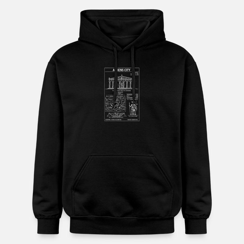 Plan directeur de la ville d’Athènes - Sweat à capuche Softstyle® Gildan Unisexe - noir