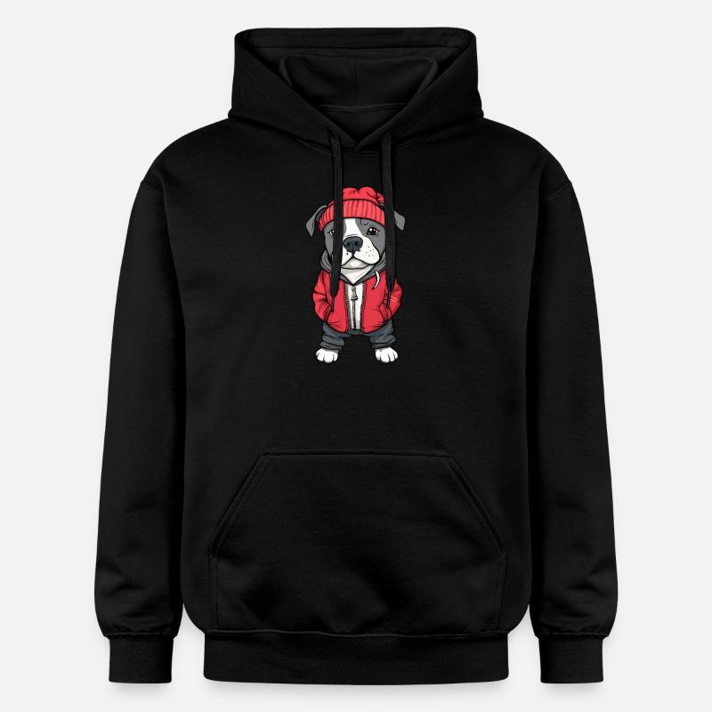 Pit Terrier Chien Dessin animé - Sweat à capuche Softstyle® Gildan Unisexe - noir