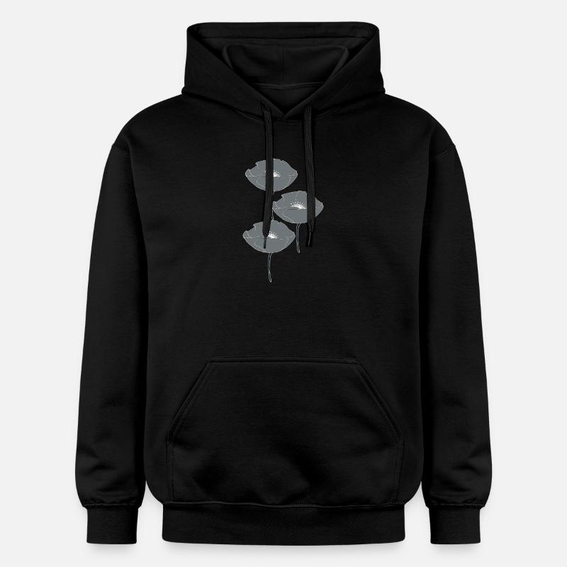 coquelicots gris - Sweat à capuche Softstyle® Gildan Unisexe - noir