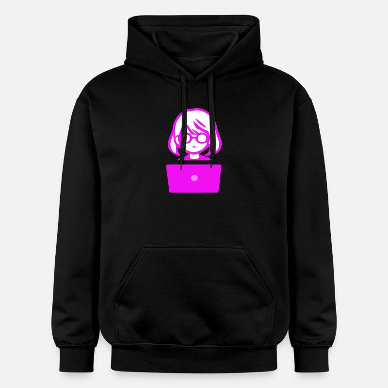 Woman with Computer Programmer Coder - Gildan Unisex Softstyle® Midweight Hoodie - black